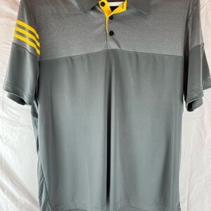 adidas Gray Polo Shirt with Yellow Stripes